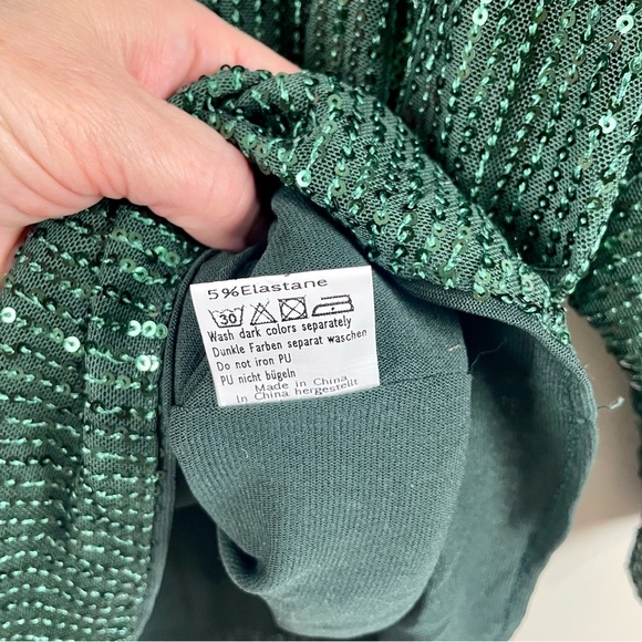 Jasambac Green Sequin Sparkly Special Occasion Top Holiday Party NYE Glam 2XL - Picture 15 of 16